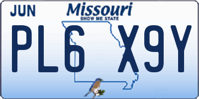 MO license plate PL6X9Y