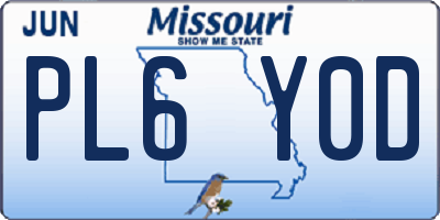 MO license plate PL6Y0D