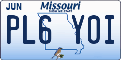 MO license plate PL6Y0I
