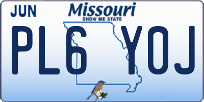 MO license plate PL6Y0J