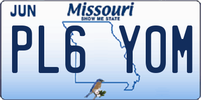 MO license plate PL6Y0M