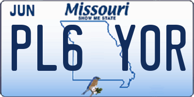 MO license plate PL6Y0R