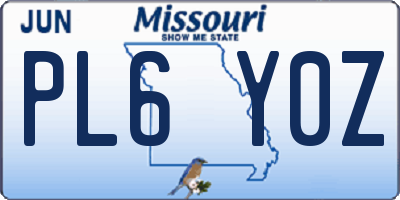MO license plate PL6Y0Z