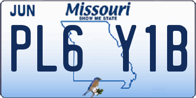 MO license plate PL6Y1B