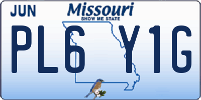 MO license plate PL6Y1G