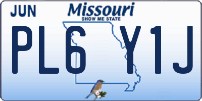 MO license plate PL6Y1J