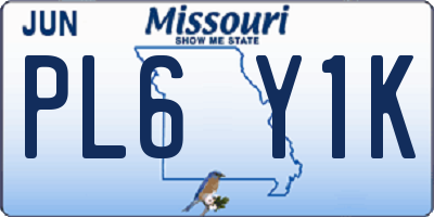 MO license plate PL6Y1K