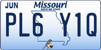 MO license plate PL6Y1Q