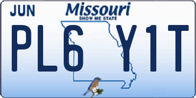 MO license plate PL6Y1T