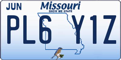 MO license plate PL6Y1Z