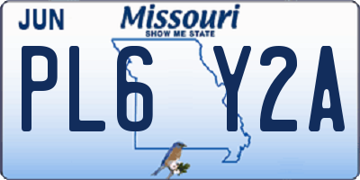 MO license plate PL6Y2A