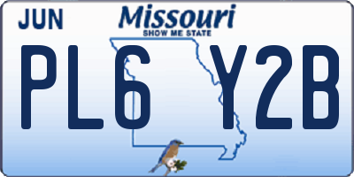 MO license plate PL6Y2B