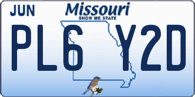 MO license plate PL6Y2D