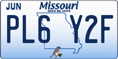 MO license plate PL6Y2F