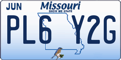 MO license plate PL6Y2G