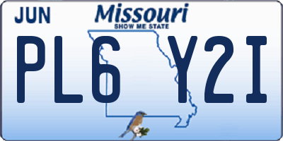 MO license plate PL6Y2I