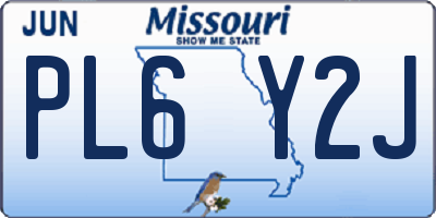 MO license plate PL6Y2J