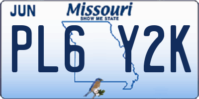 MO license plate PL6Y2K
