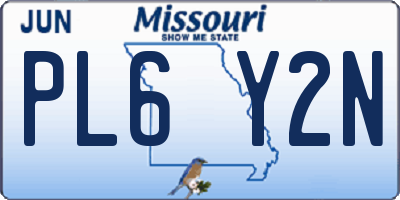 MO license plate PL6Y2N