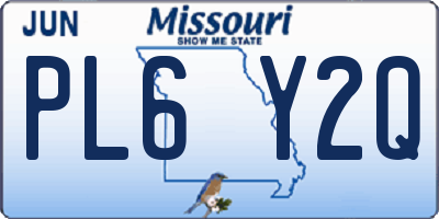 MO license plate PL6Y2Q