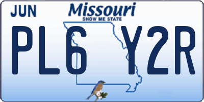 MO license plate PL6Y2R