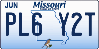MO license plate PL6Y2T