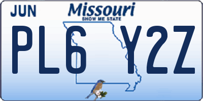 MO license plate PL6Y2Z