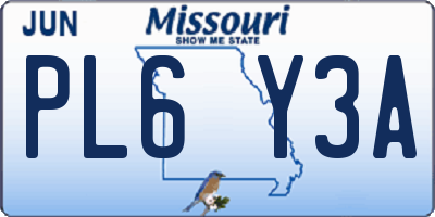 MO license plate PL6Y3A