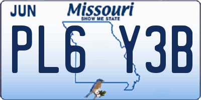 MO license plate PL6Y3B