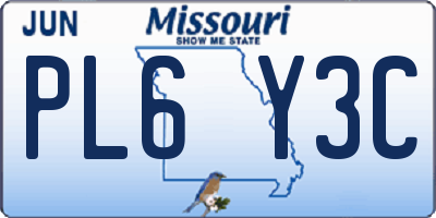 MO license plate PL6Y3C