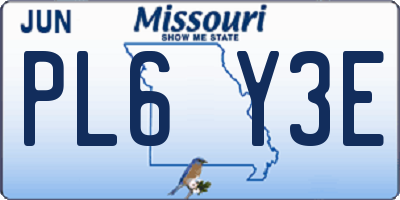MO license plate PL6Y3E