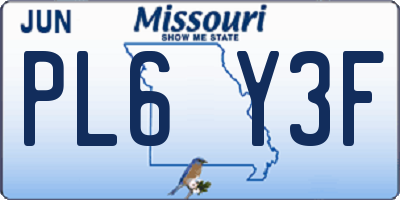 MO license plate PL6Y3F