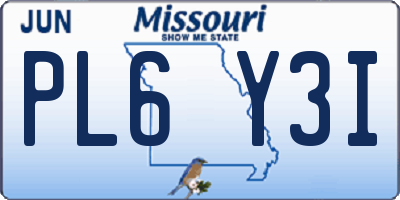 MO license plate PL6Y3I