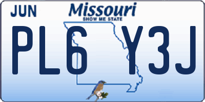 MO license plate PL6Y3J