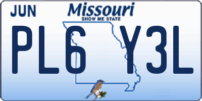 MO license plate PL6Y3L