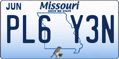 MO license plate PL6Y3N