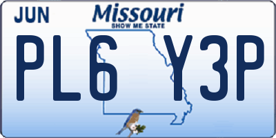 MO license plate PL6Y3P