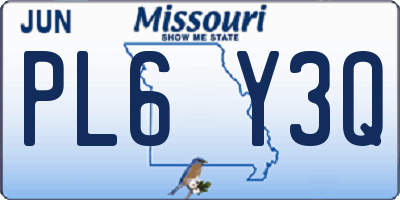 MO license plate PL6Y3Q