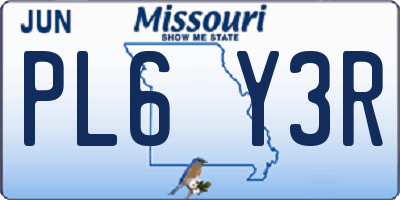 MO license plate PL6Y3R