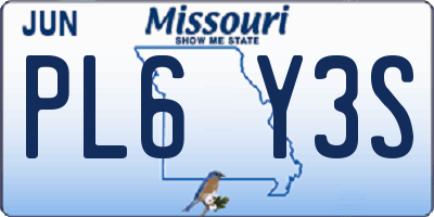 MO license plate PL6Y3S