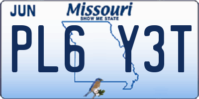 MO license plate PL6Y3T