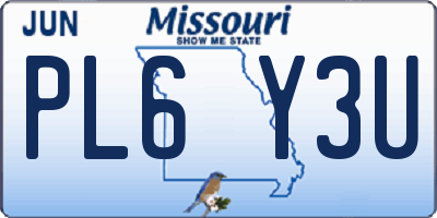 MO license plate PL6Y3U