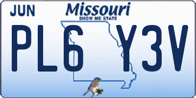 MO license plate PL6Y3V