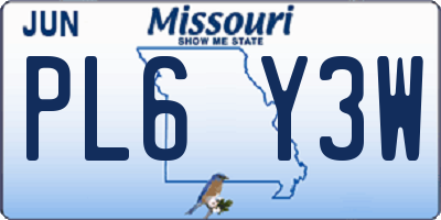 MO license plate PL6Y3W