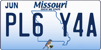 MO license plate PL6Y4A
