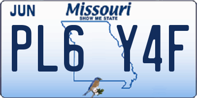 MO license plate PL6Y4F