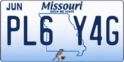 MO license plate PL6Y4G