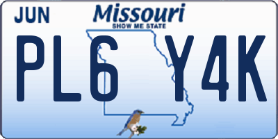 MO license plate PL6Y4K