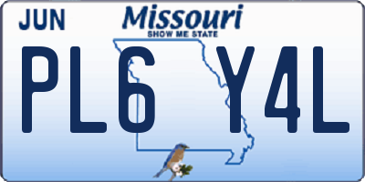 MO license plate PL6Y4L