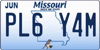 MO license plate PL6Y4M